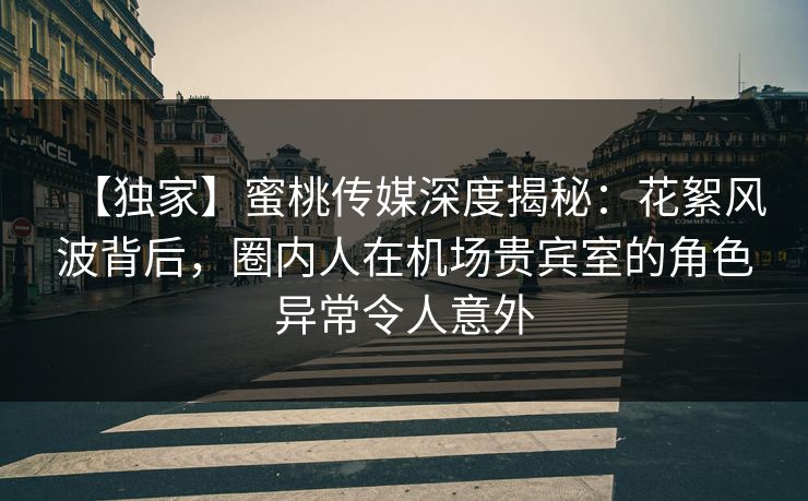 【独家】蜜桃传媒深度揭秘：花絮风波背后，圈内人在机场贵宾室的角色异常令人意外