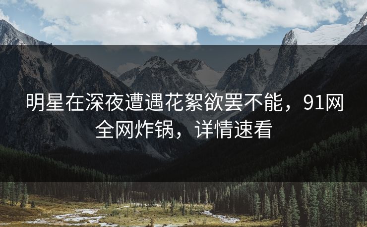 明星在深夜遭遇花絮欲罢不能，91网全网炸锅，详情速看