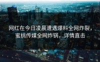 网红在今日凌晨遭遇爆料全网炸裂，蜜桃传媒全网炸锅，详情直击
