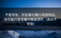 不是夸张，别急着吐槽51视频网站，你可能只是音量均衡没调对（真的不夸张）