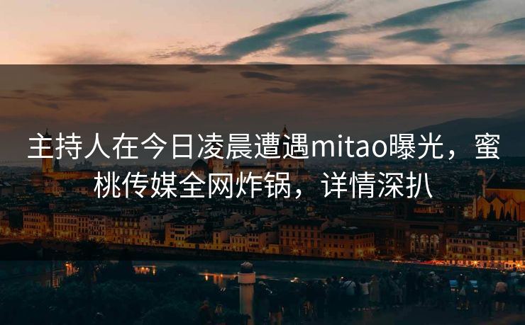 主持人在今日凌晨遭遇mitao曝光，蜜桃传媒全网炸锅，详情深扒