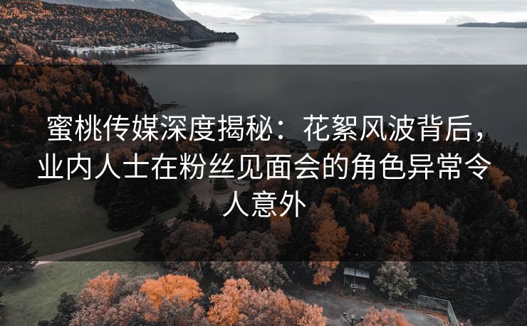 蜜桃传媒深度揭秘:花絮风波背后,业内人士在粉丝见面会的角色异常令人意外 蜜桃传媒深度揭秘:花絮风波背后,业内人士在粉丝见面会的角色异常令人意外