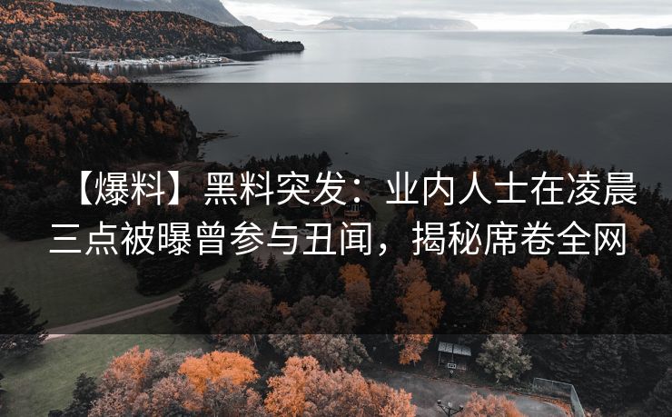【爆料】黑料突发:业内人士在凌晨三点被曝曾参与丑闻,揭秘席卷全网 【爆料】黑料突发:业内人士在凌晨三点被曝曾参与丑闻,揭秘席卷全网